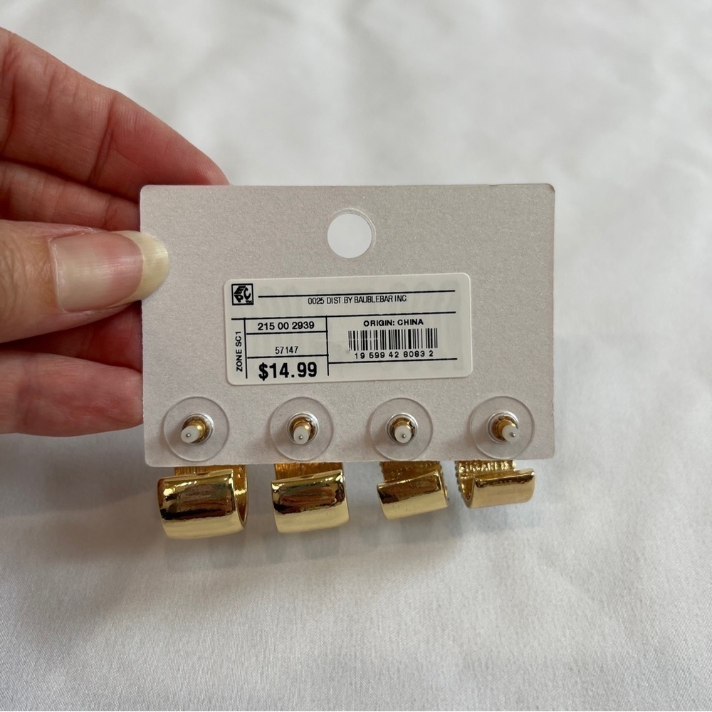 Sugarfix by Baublebar Crystal Hoop Earring Set Gold Tone‎ Wide 2 Pairs - Picture 4 of 5